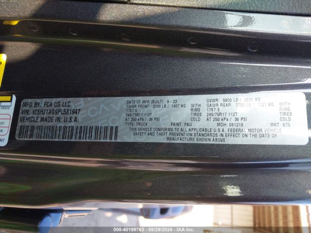 1C6HJTAG9PL581947 Jeep Gladiator Sport S 4x4