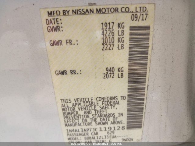 1N4AL3AP7JC119128 Nissan Altima 2.5 Sv