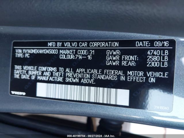 YV140MEK4H1345003 Volvo V60 T5 Premier