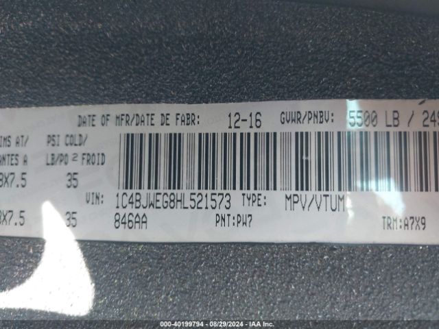 1C4BJWEG8HL521573 Jeep Wrangler Unlimited Sahara