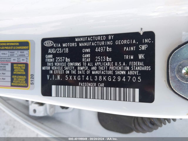 KIA Optima Lx 2019 5XXGT4L38KG294705 Image 9