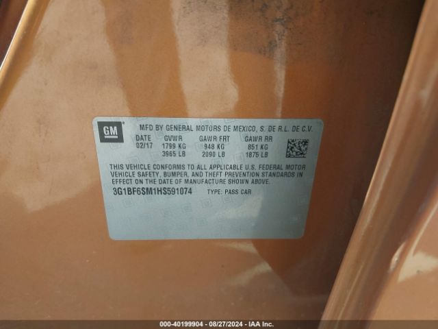 3G1BF6SM1HS591074 Chevrolet Cruze Premier Auto