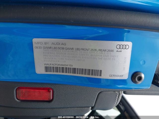 WAUFACF5XMA004159 Audi A5 Sportback Premium Plus 45 Tfsi Quattro S Tronic