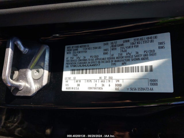 Ford Escape Titanium 2018 1FMCU9J94JUA49517 Image 9