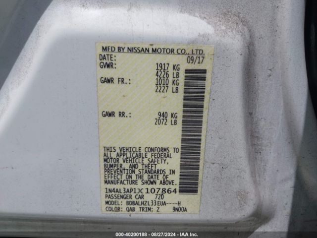 1N4AL3AP1JC107864 Nissan Altima 2.5 Sr