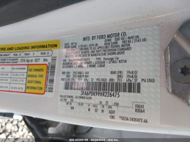 3FA6P0K99HR226475 Ford Fusion Titanium
