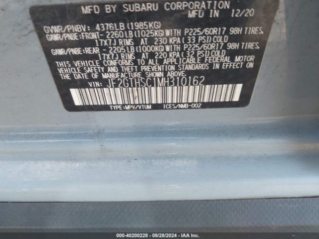 JF2GTHSC1MH310162 Subaru Crosstrek Sport