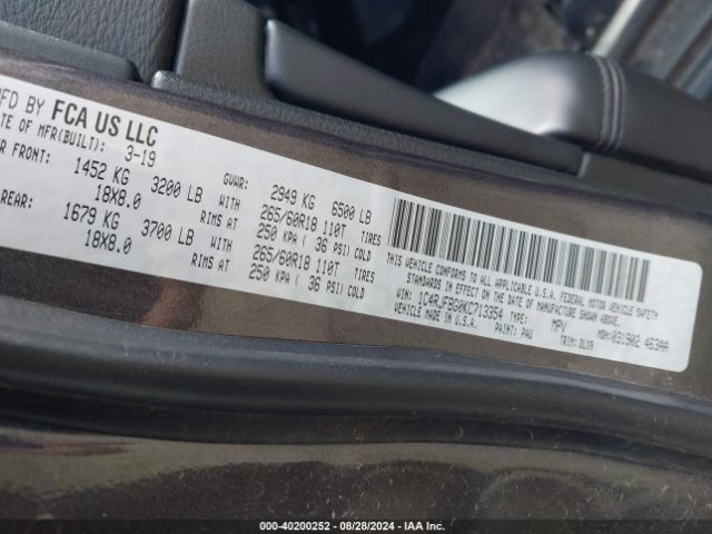 1C4RJFBG0KC713354 Jeep Grand Cherokee Limited 4x4