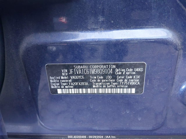 JF1VA1C61M9809104 Subaru Wrx Premium