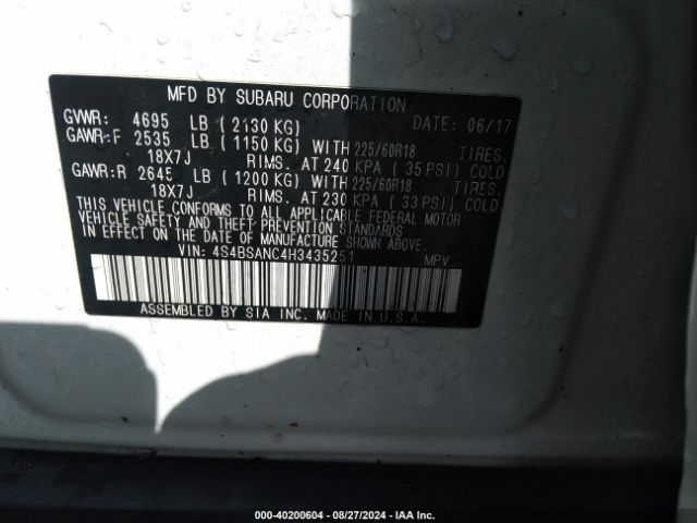 4S4BSANC4H3435251 Subaru Outback 2.5i Limited