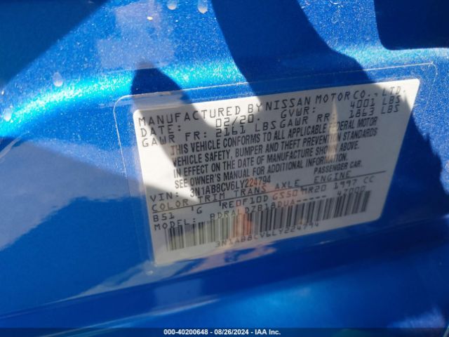 3N1AB8CV6LY224794 Nissan Sentra Sv Xtronic Cvt