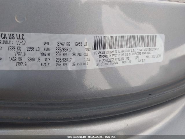 2C4RC1EG0JR149784 Chrysler Pacifica Touring L Plus