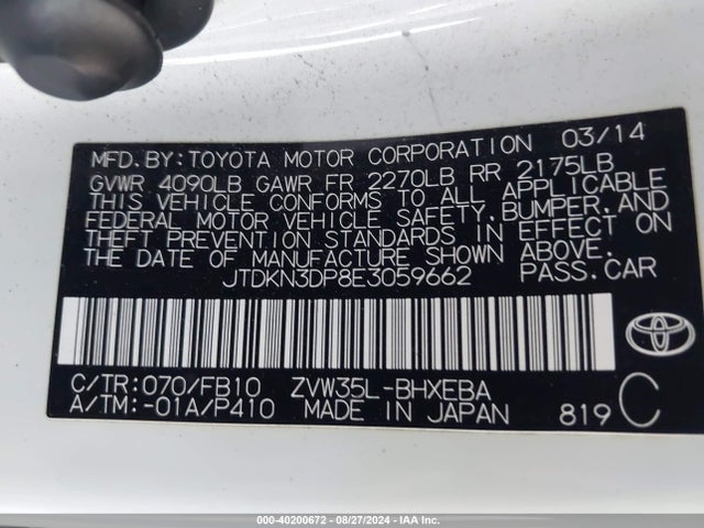 JTDKN3DP8E3059662 Toyota PRIUS PLUG-IN