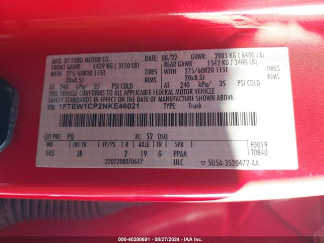 1FTEW1CP2NKE46021 Ford F-150 Xl