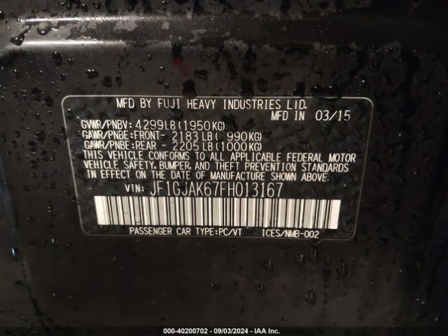 JF1GJAK67FH013167 Subaru Impreza 2.0i Premium