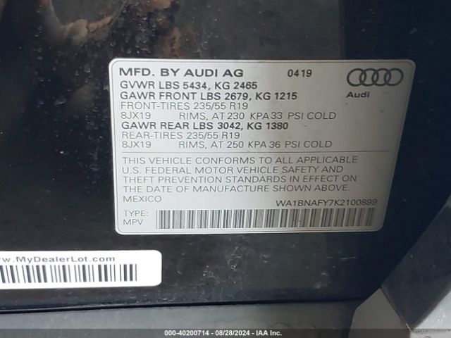 WA1BNAFY7K2100899 Audi Q5 45 Premium