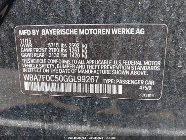 WBA7F0C50GGL99267 BMW 750i