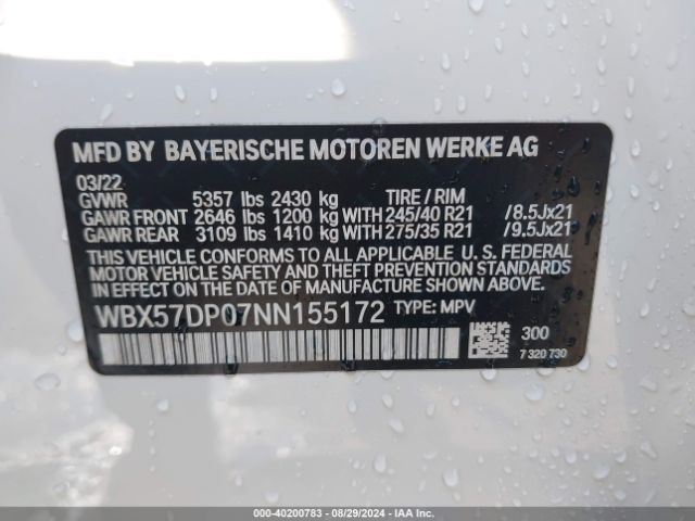 WBX57DP07NN155172 BMW X3 Xdrive30i