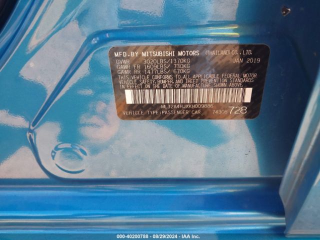 ML32A4HJXKH009886 Mitsubishi MIRAGE SE