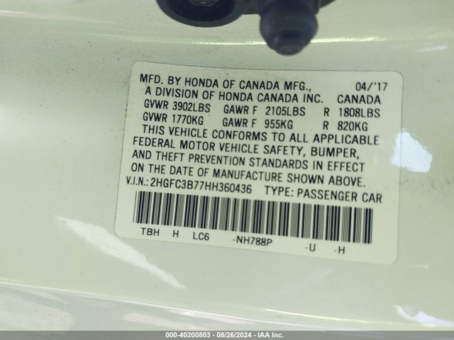 Honda Civic Ex-l 2017 2HGFC3B77HH360436 Image 9