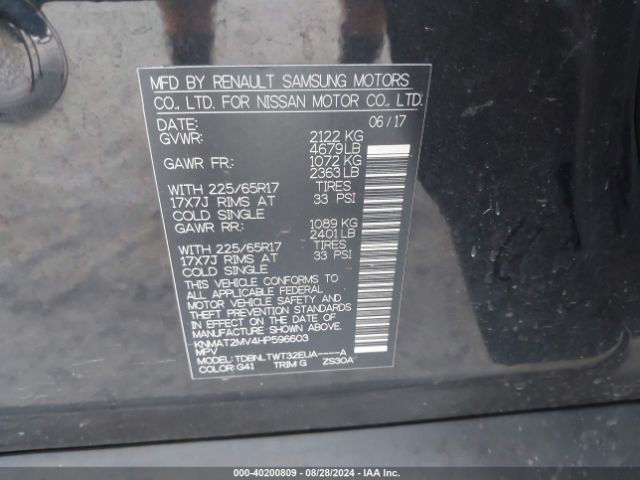 KNMAT2MV4HP596603 Nissan ROGUE SV