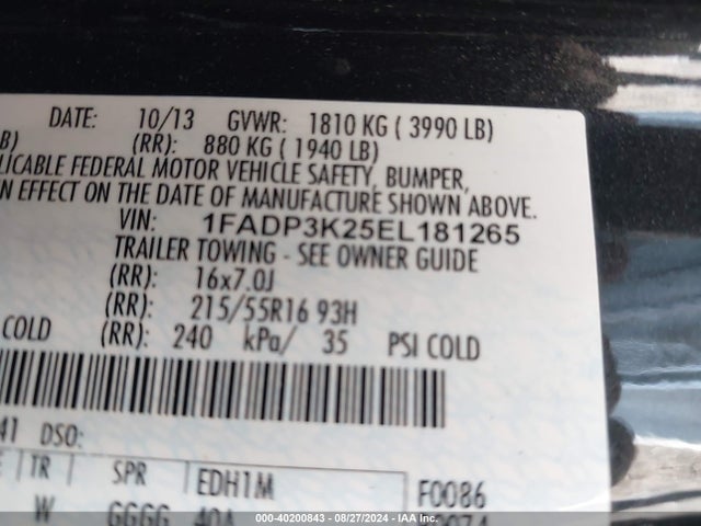Ford FOCUS SE 2014 1FADP3K25EL181265 Image 9