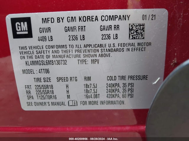 KL4MMGSL6MB130732 Buick Encore Gx Awd Essence