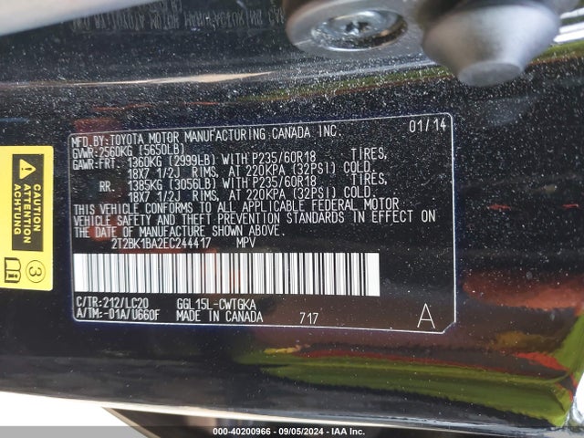 Lexus RX 350 2014 2T2BK1BA2EC244417 Image 9