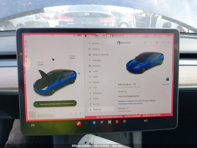 5YJ3E1EA2MF089700 Tesla Model 3 Standard Range Plus Rear-wheel Drive