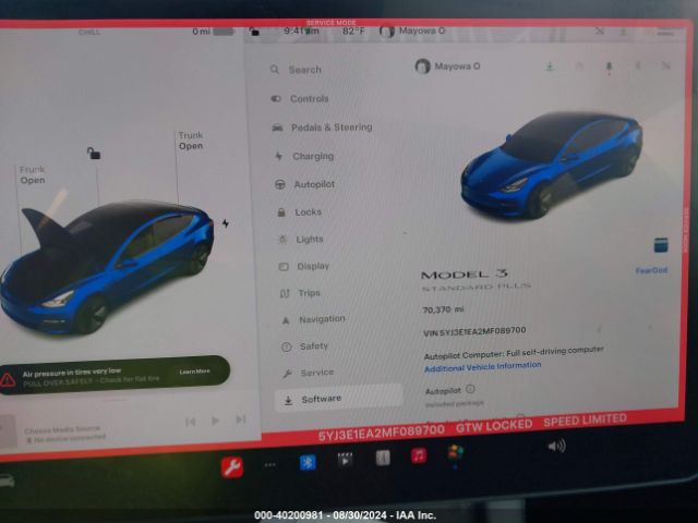 5YJ3E1EA2MF089700 Tesla Model 3 Standard Range Plus Rear-wheel Drive