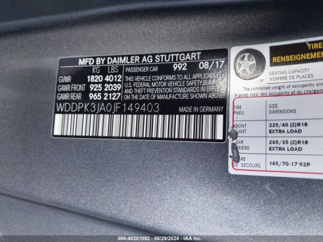 WDDPK3JA0JF149403 Mercedes-Benz Slc 300