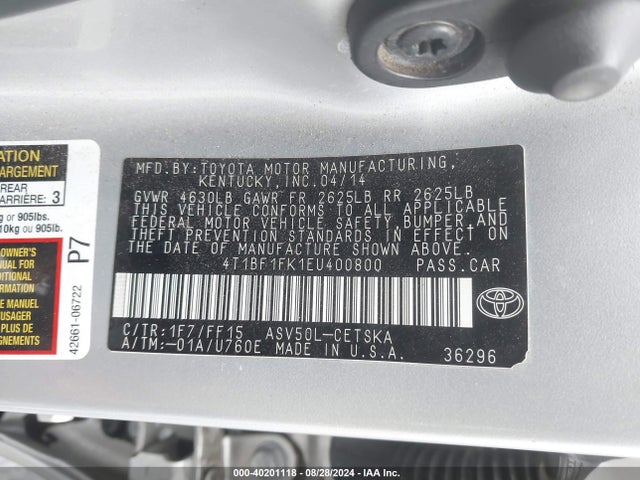 Toyota CAMRY SE 2014 4T1BF1FK1EU400800 Image 9