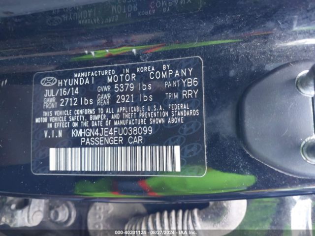 KMHGN4JE4FU038099 Hyundai Genesis 3.8