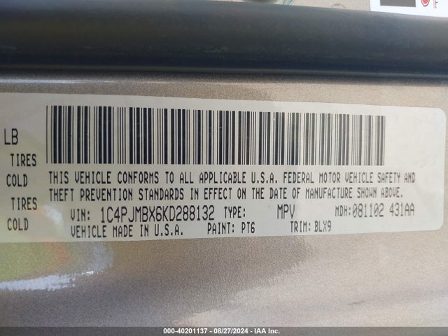 1C4PJMBX6KD288132 Jeep Cherokee Trailhawk Elite 4x4