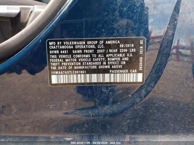 1VWAA7A37LC001651 Volkswagen Passat 2.0t S