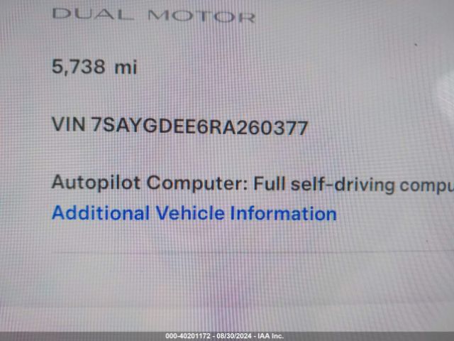 7SAYGDEE6RA260377 Tesla Model Y Long Range Dual Motor All-wheel Drive