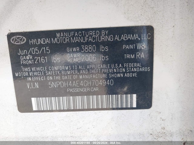 Hyundai ELANTRA SE 2016 5NPDH4AE4GH704940 Image 9