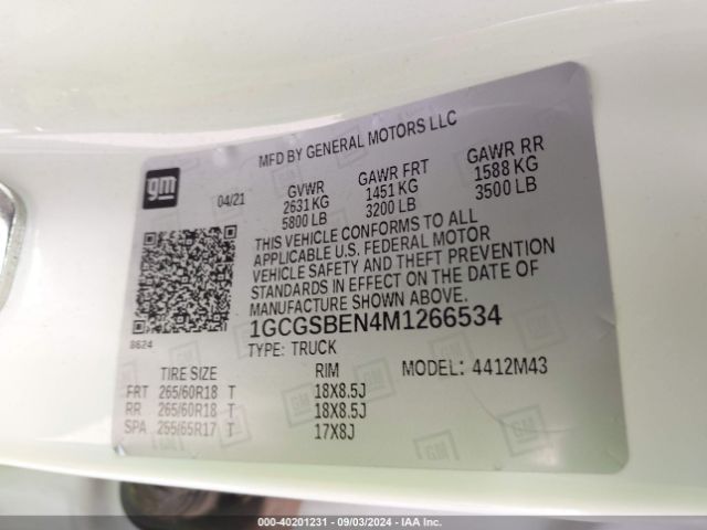 1GCGSBEN4M1266534 Chevrolet Colorado 2wd  Short Box Wt