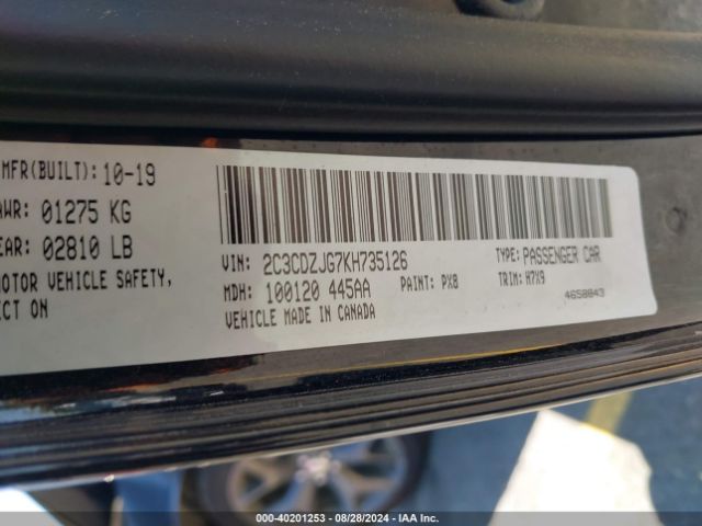 2C3CDZJG7KH735126 Dodge Challenger Gt