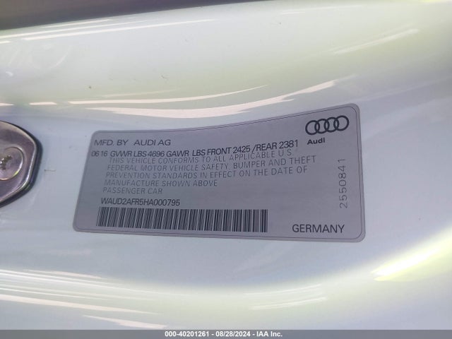 WAUD2AFR5HA000795 Audi A5 2.0t Sport