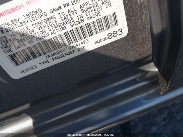 2009 MITSUBISHI LANCER JA3AU26U79U041423 Photo 8