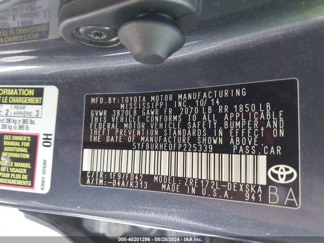 Toyota Corolla S Plus 2015 5YFBURHE0FP225339 Image 9