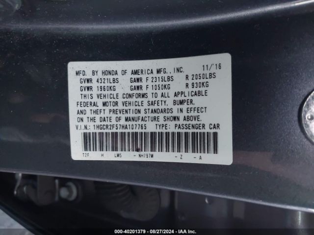 1HGCR2F57HA107765 Honda Accord Sport