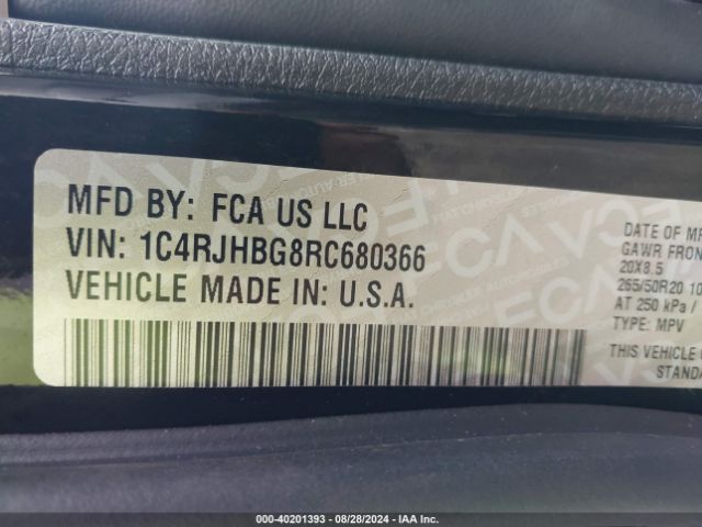 1C4RJHBG8RC680366 Jeep Grand Cherokee Limited 4x4
