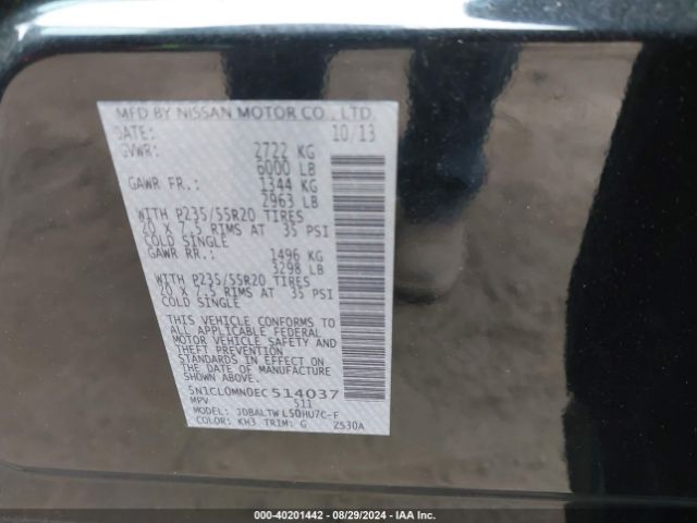 5N1CL0MN0EC514037 Infiniti Qx60 Hybrid