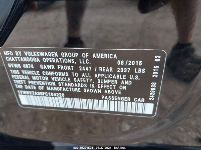 1VWBV7A36FC104220 Volkswagen Passat 2.0l Tdi Se