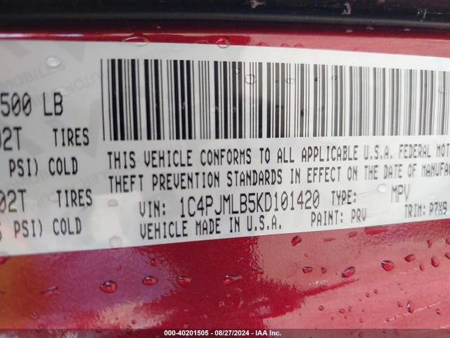 1C4PJMLB5KD101420 Jeep Cherokee Latitude Plus 4x4