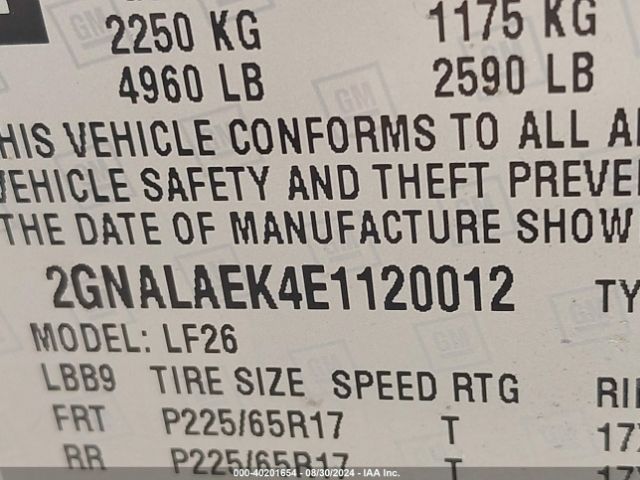 2GNALAEK4E1120012 Chevrolet EQUINOX LS
