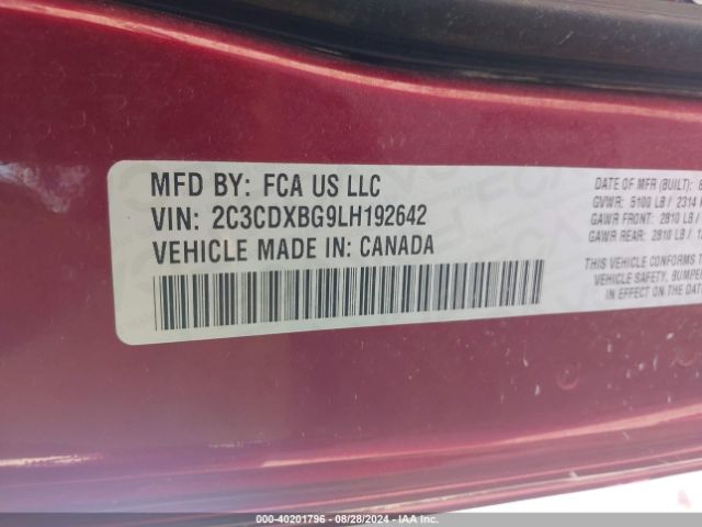 2C3CDXBG9LH192642 Dodge Charger Sxt Rwd