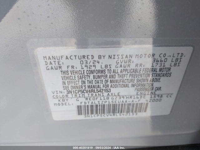 Nissan Kicks Sv Xtronic Cvt 2024 3N1CP5CV4RL542153 Image 9